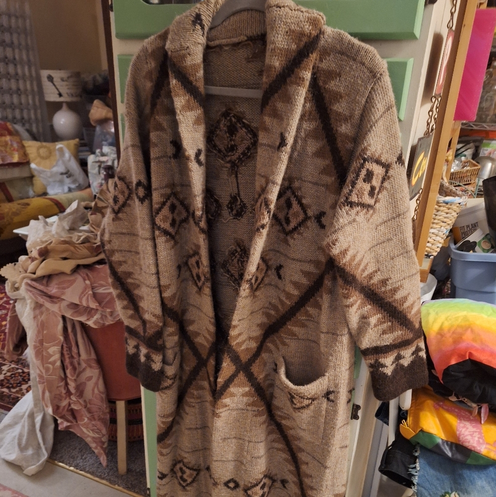 Very long vintage wool sweater coat